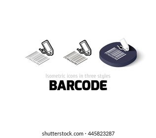 Barcode icon, vector symbol in flat, outline and isometric style