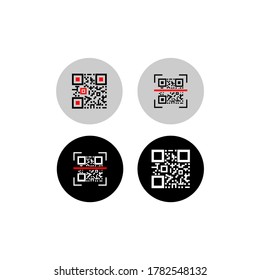 Barcode icons and barcode scanner in a trendy flat design