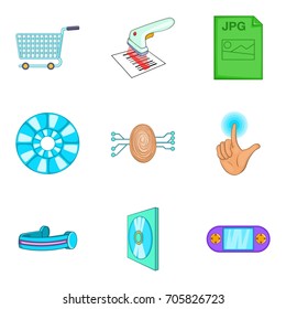 Barcode icons set. Cartoon set of 9 barcode vector icons for web isolated on white background