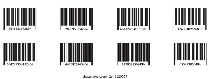 Barcode icons. Barcode vector illustration. Realistic barcodes. Barcode vector icons set