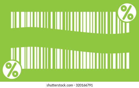 Barcode image on orange background - vector illustration - 2 percentages