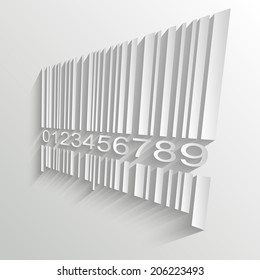 Barcode image on red background - vector illustration