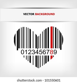 Barcode image with red strip - vector illustration