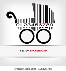 Barcode image with red strip - vector illustration