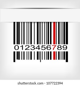 Barcode image with red strip - vector illustration