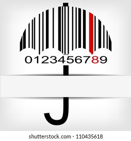 Barcode image with red strip - vector illustration