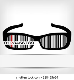 Barcode image with red strip - vector illustration