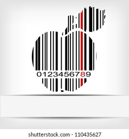 Barcode image with red strip - vector illustration