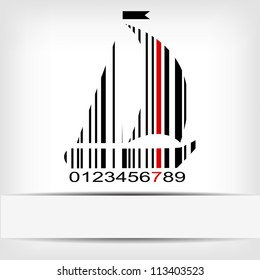 Barcode image with red strip - vector illustration