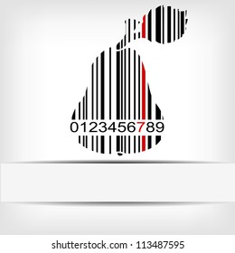 Barcode image with red strip - vector illustration