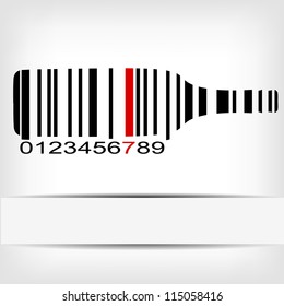 Barcode image with red strip - vector illustration