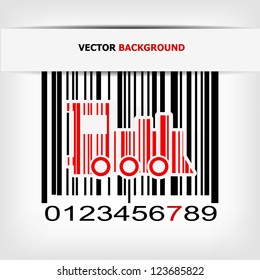 Barcode image with red strip - vector illustration