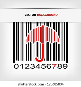 Barcode image with red strip - vector illustration