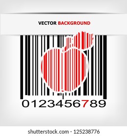 Barcode image with red strip - vector illustration