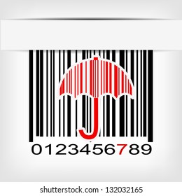 Barcode image with red strip - vector illustration