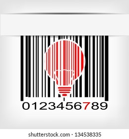 Barcode image with red strip - vector illustration