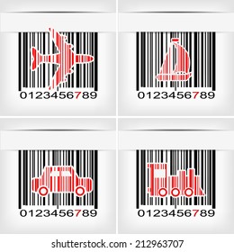 Barcode image with red strip - vector illustration