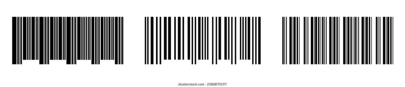 Barcode isolated on white background, Code stripes sticker, Barcode labels, customers qr code, Simple fake bar code, Bar code for web design, Barcode product distribution icon
