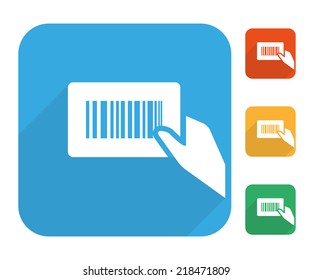 Barcode label with human hand icon multi color set.