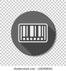 Barcode label icon. Circles instead of numbers. flat icon, long shadow, circle, transparent grid. Badge or sticker style