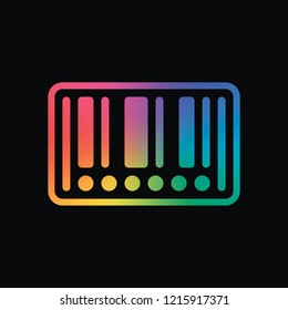 Barcode label icon. Circles instead of numbers. Rainbow color and dark background