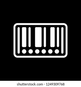 Barcode label icon. Circles instead of numbers. White icon on black background. Inversion