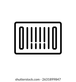 Barcode label icon in line style, isolated on white. Ideal for packaging, shipping, and inventory systems.
