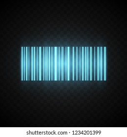 Barcode label icon. Neon style. Light decoration icon. Bright electric symbol