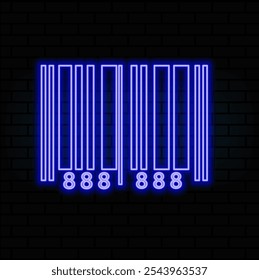 Icono de etiqueta de código de barras. Estilo neón. Icono de decoración de luz. Símbolo eléctrico brillante. color azul.