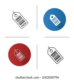 Barcode label icon. Serial number. Flat design, linear and color styles. Isolated vector illustrations