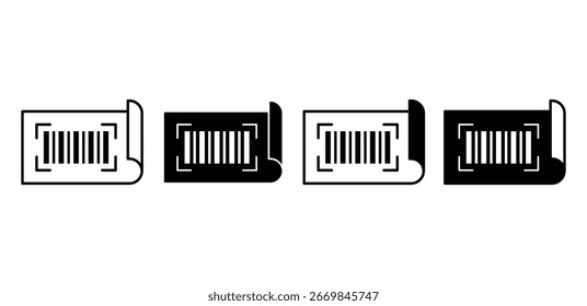Barcode Label Icons Black and White Vector Illustrations Design