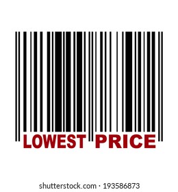 Barcode with label Lowest Price in red color