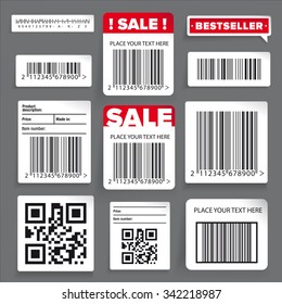 Barcode label and sale vector set