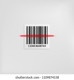 Barcode label scanning with a laser light