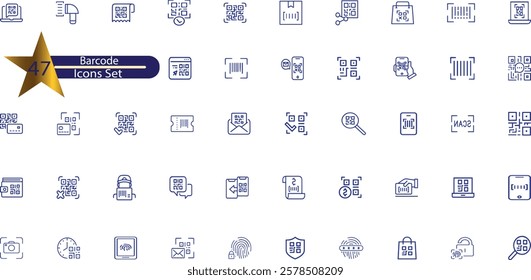 Barcode Line Editable Icons set.