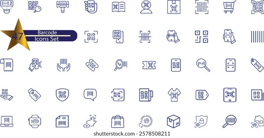 Barcode Line Editable Icons set.