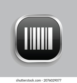 barcode line icon design. Glossy Button style rounded rectangle isolated on gray background. Vector illustration