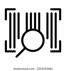 Icono de línea de código de barras. Código de barras con ilustración vectorial de lente aislada en blanco. Estilo de esquema de código diseñado para y aplicación. Eps 10.
