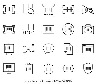 Barcode line icon set. Collection of vector symbol in trendy flat style on white background. Barcode sings for design.