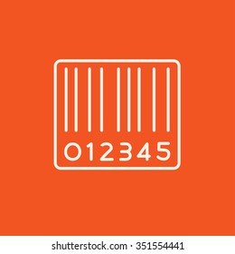 Strichcode-Zeilensymbol für Web-, Mobil- und Infografiken. Vektorweißes Symbol einzeln auf rotem Hintergrund.