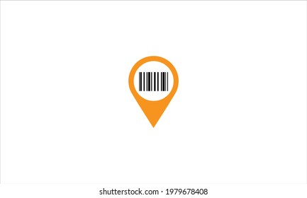 Barcode location marker pin place pointer position icon. Navigation travel direction pointer icon logo design
