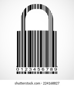 Barcode Lock  Image Vector Illustration 