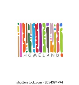 Barcode logo icon sign Homeland symbol Independence freedom emblem Hand drawn lines Ethnic national tribal abstract design style Fashion print clothes apparel greeting invitation card cover flyer ad