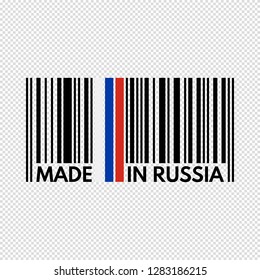 barcode made in russia, vector illustration on transparent background