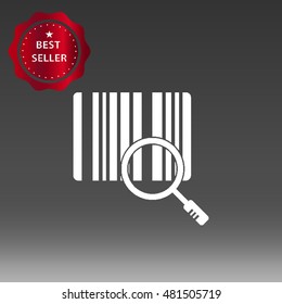 Barcode With Magnifying Glass Vector Icon Illustration