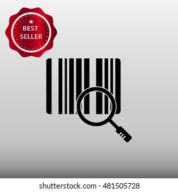 Barcode With Magnifying Glass Vector Icon Illustration