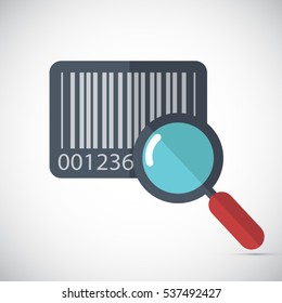 Barcode With Magnifying Glass Vector Icon Illustration