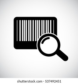 Barcode With Magnifying Glass Vector Icon Illustration