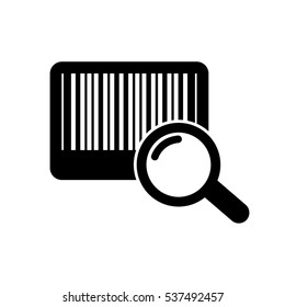 Barcode With Magnifying Glass Vector Icon Illustration