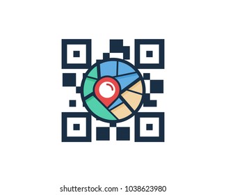 Barcode Map Icon Logo Design Element